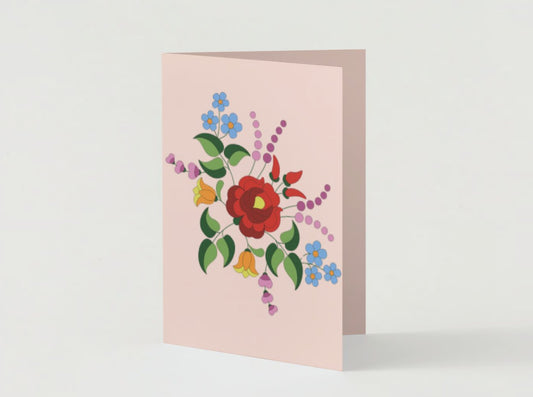 Hungarian Folk Design Easter Premium Hemp Greeting Card Set of Two - Red Rosehip Studio