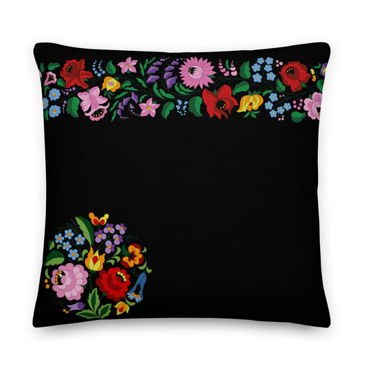 Matyo Hungarian Folk-Art Design Premium Pillow - Eger - Red Rosehip Studio