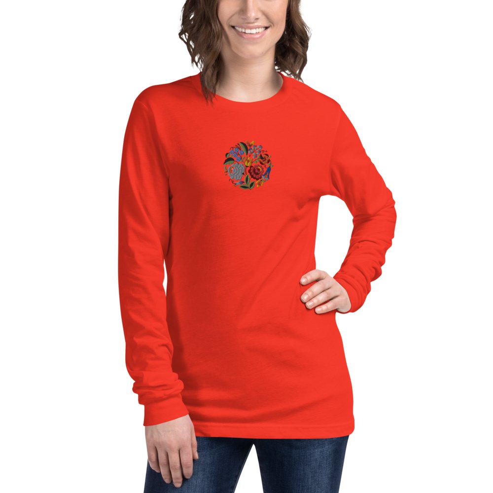 RR™ All-Gender Embroidered Long-Sleeve Tee - Róna - Red Rosehip Studio