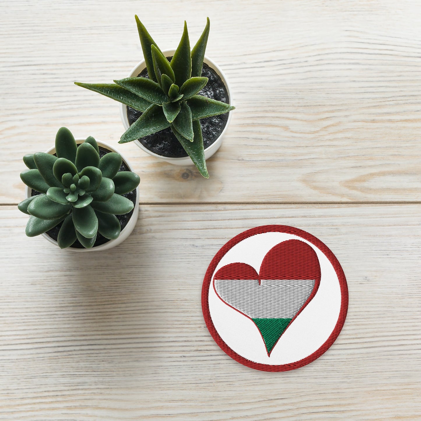 RR™ Hungarian Flag Design Embroidered Patches - Heart - Red Rosehip Studio