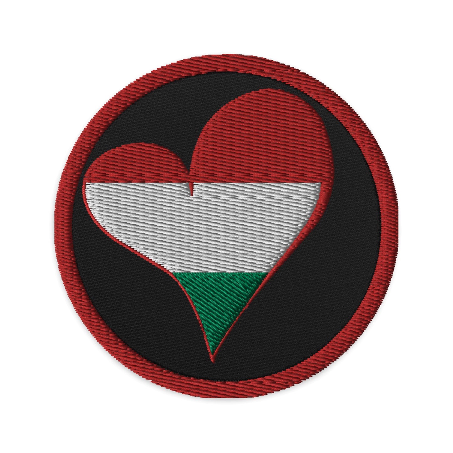 RR™ Hungarian Flag Design Embroidered Patches - Heart - Red Rosehip Studio