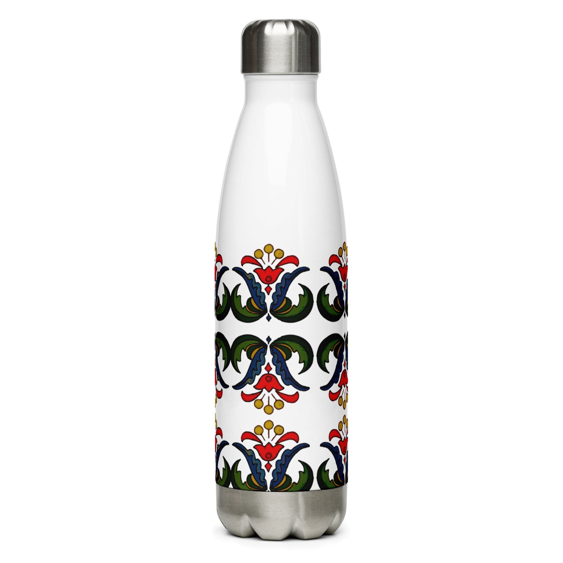Szur Embroidery Design All Gender Stainless Steel Water Bottle - Fire - Red Rosehip Studio